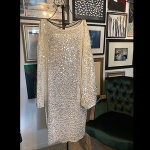 gorgeous white sequin batwing sleeve dress